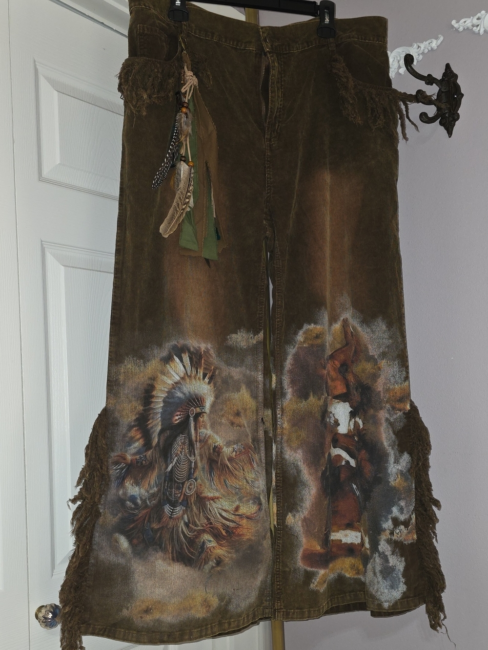 A Rare Bird Navajo Indian Western rodeo Boho Fringe Pants XL NEW Sold Out!